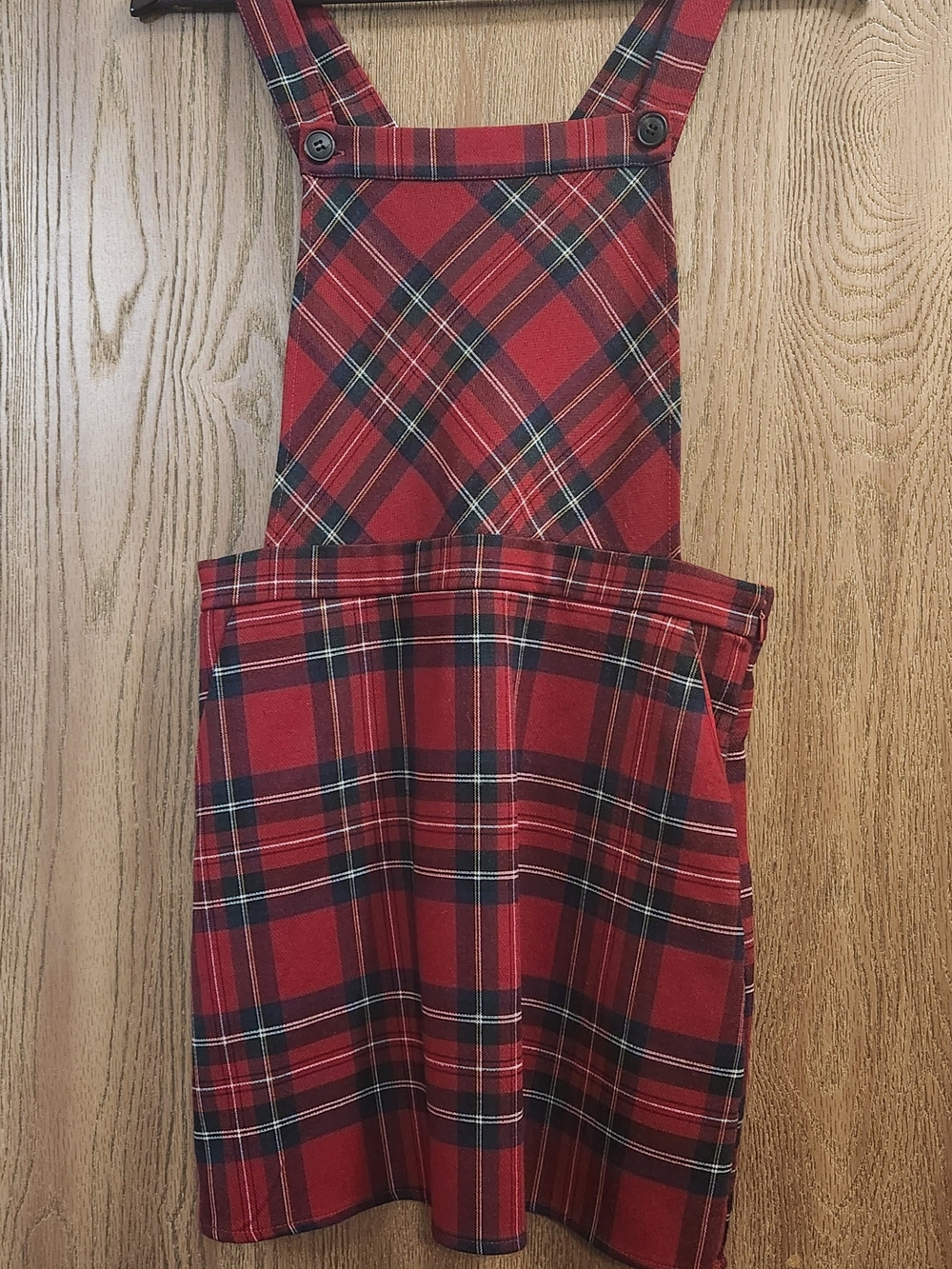 Forever 21 Red Plaid Pinafore Dress